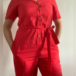 Everlane Linen Short Sleeve Jumpsuit Size 8